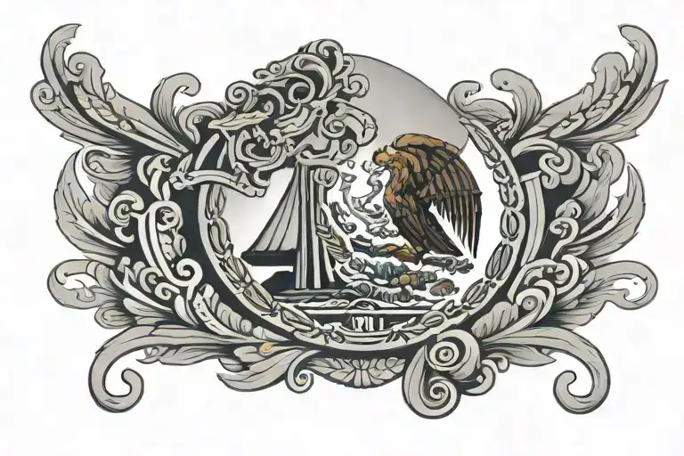 Mexico Heritage Tattoo With Mexican Flag Intertwined