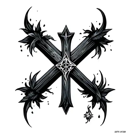 Small Black Cross With Seth And Carter