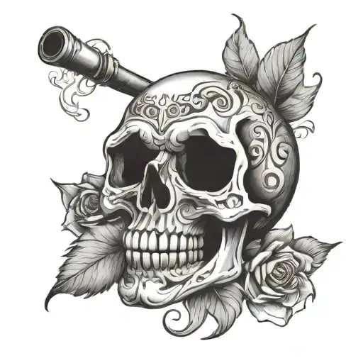 Simple Style Skull Soft Shading Smoking