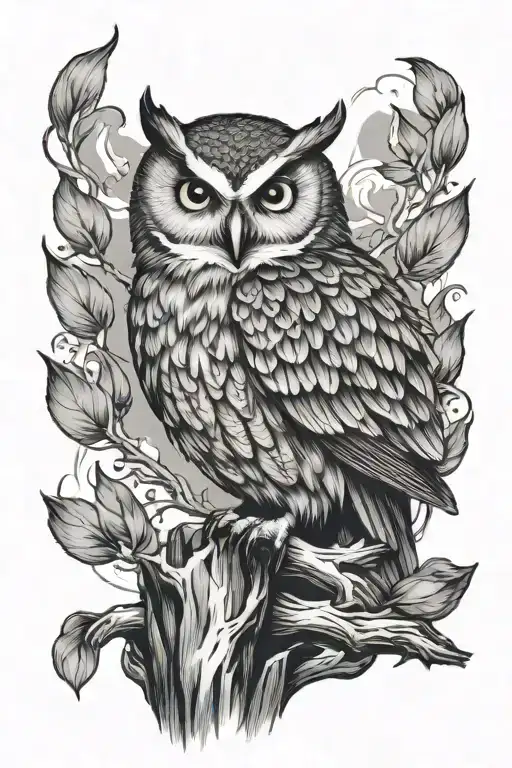 Owl Perched Atop A Pile