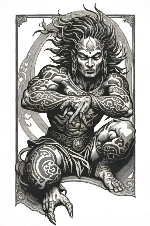 Samuria Kneeling Sun Setting