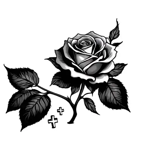 Rose With A Cross Around The Foot