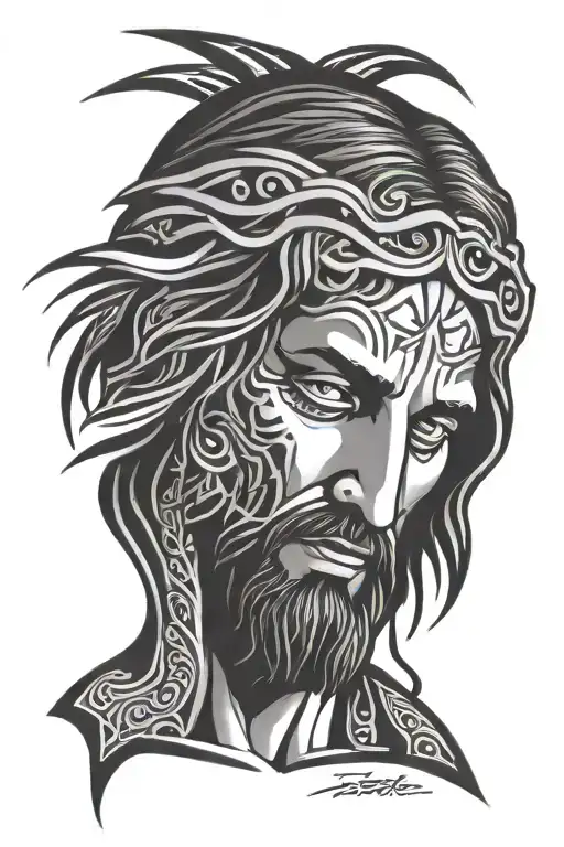 Jesus Face Tribal Style