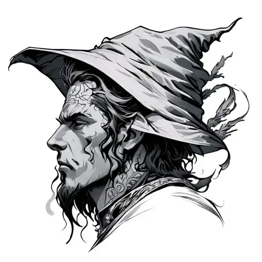 Skinny Young Adult Male Wizard Cybersigilism Shoulder