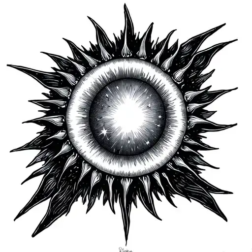 Sun And Table Rays With Stars