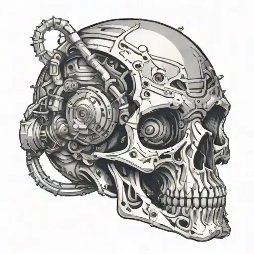 Scary Futuristic Robotic Skull