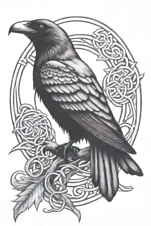 Black Raven Celtic Knot Design