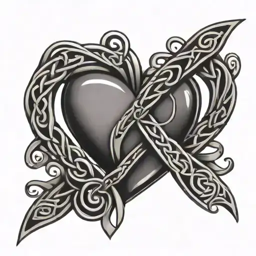 Celtic Heart Shaped Banner Ribbon Across