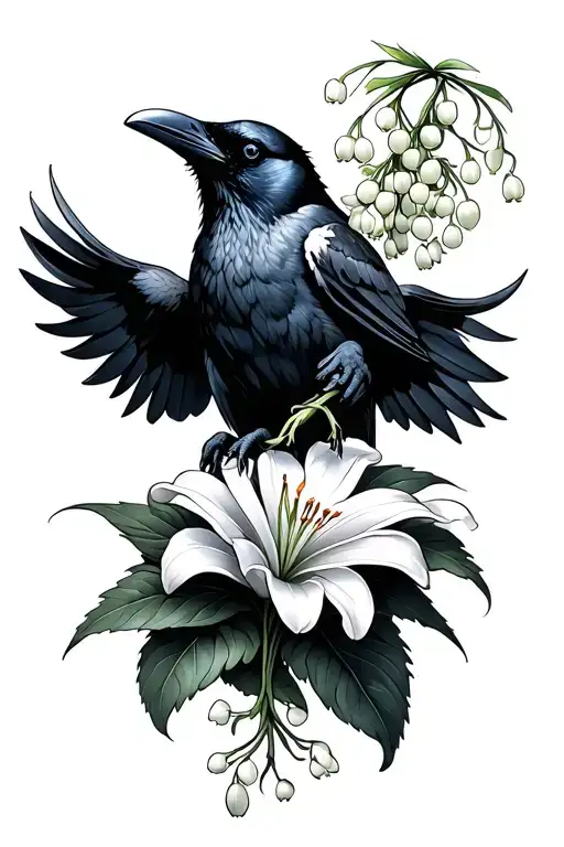 Raven Holding Lily Of The Valley