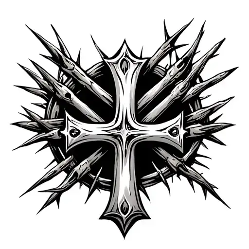3 Nail Cross With Crown Of Thorns