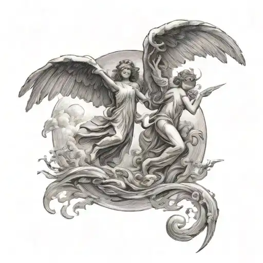 2 Angels Flying Towards The Sun