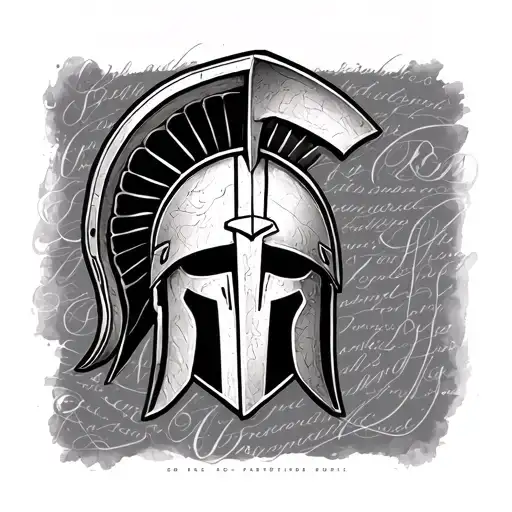 Spartan Helmet Surrounded In Script