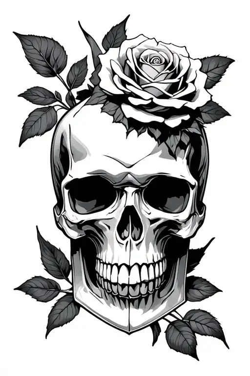 Gladiator Skull Rose Intertwined