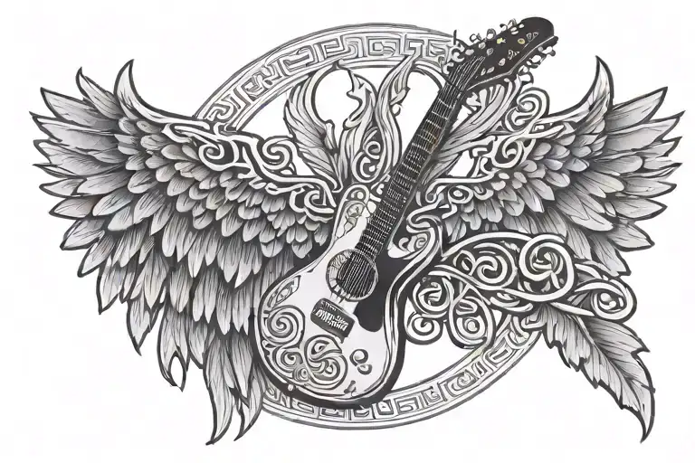 Celtic Symbol Unconditional Love Cocktail Straw Angel Wings Electric Guitar