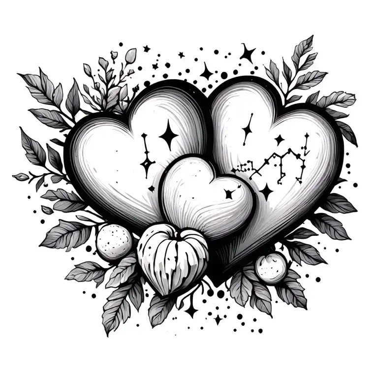 Culinary Themed Hearts With Gemini Constellation