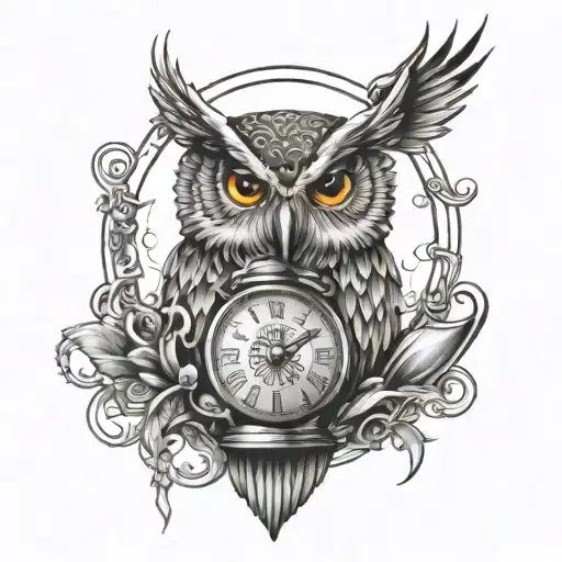 Owl With Hour Glass Containing