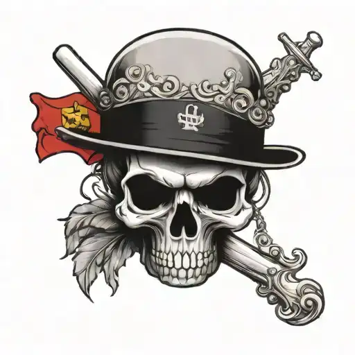 Combine The Sicilian Flag With A Skull Wearing A Mafia Pate Hat