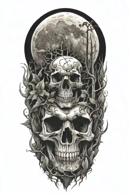 Nature Scene Featuring Skull As The Moon