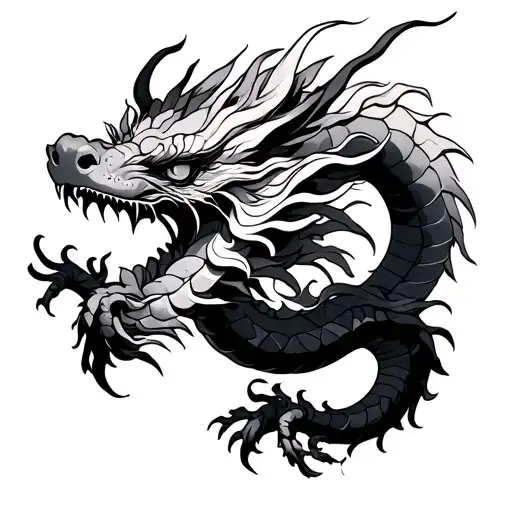 Japanese Dragon Thigh Tattoo Realism