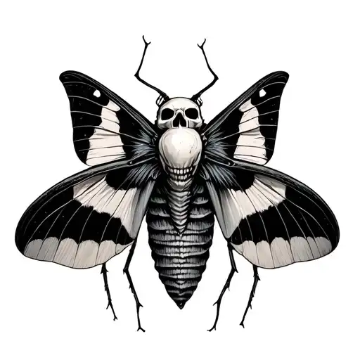 Horror Moth With Skull On Back