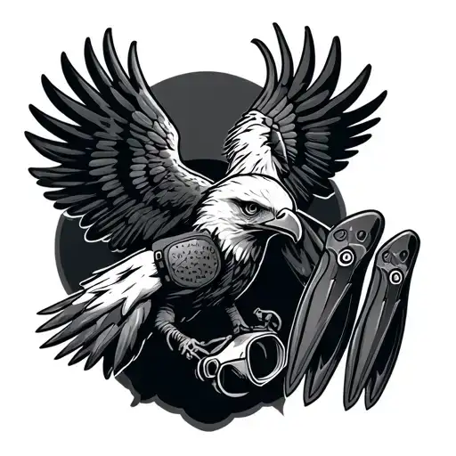 Swat Eagle Holding Dive Mask And Dive Fins Off Talon