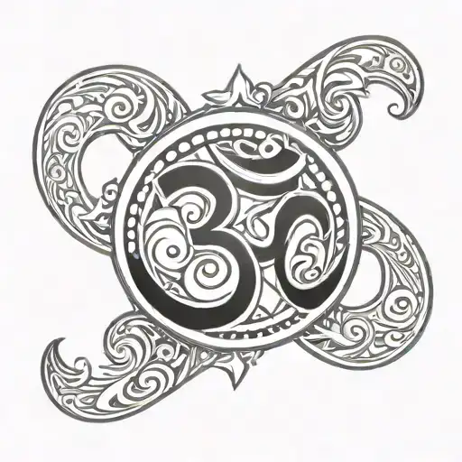 Om Symbol With Letters N And S