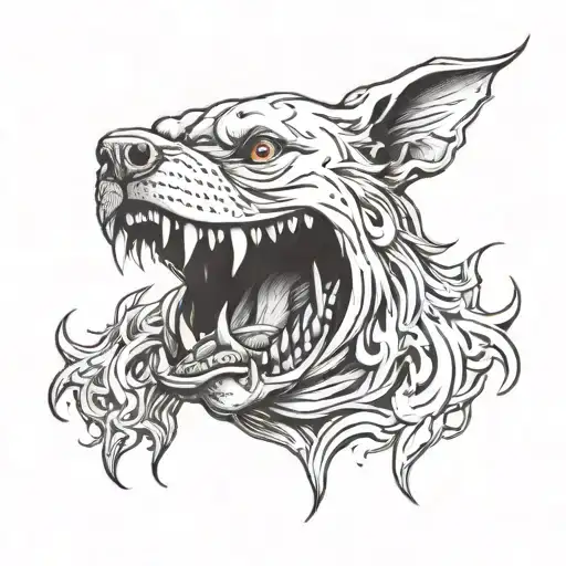 Dark Evil Demon Dog With Smoke Swirling