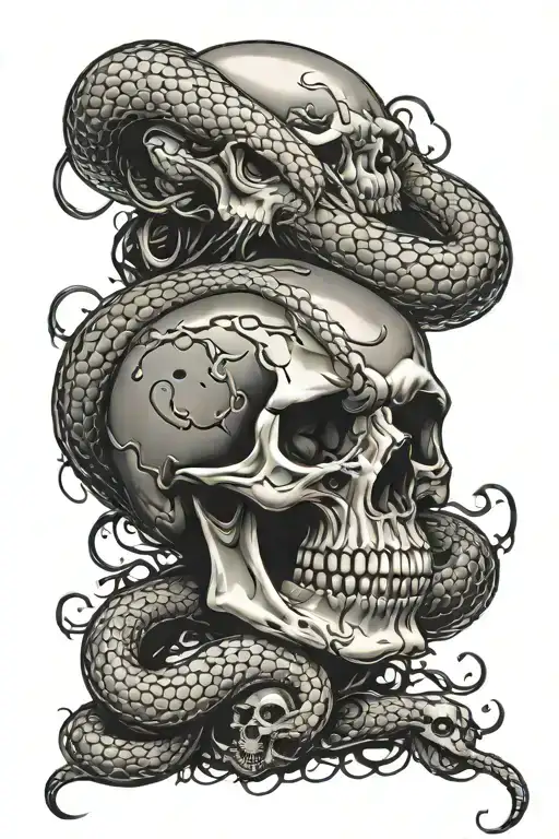 Skull And Snake With Some Dark Backround Of Something Cool And Edgy