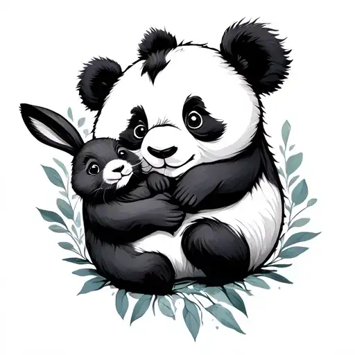 Panda And Rabbit Hug