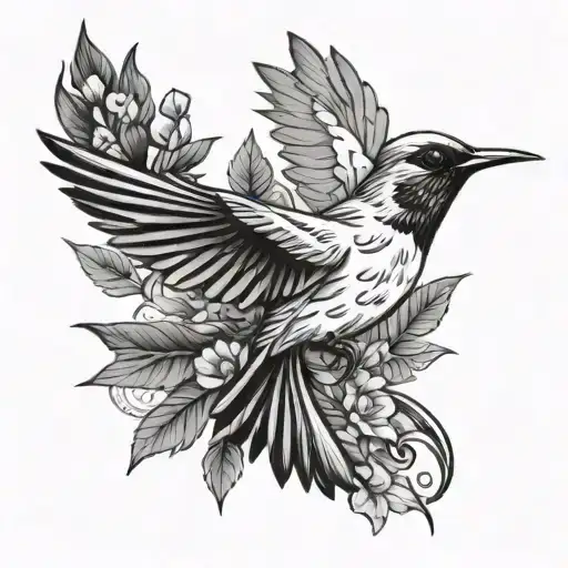 Simplicistic Cardinal And Hummingbird Flying