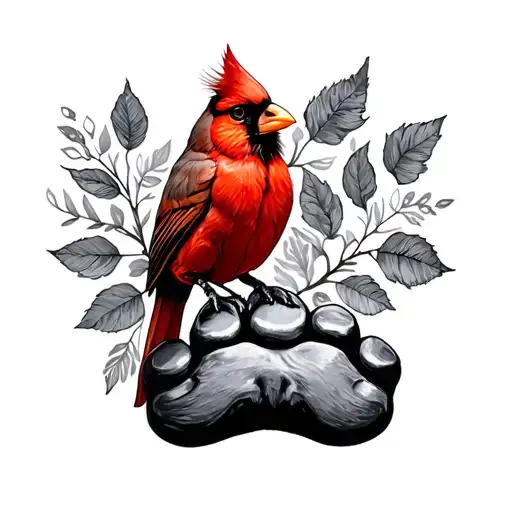 Cardinal And Paw Print
