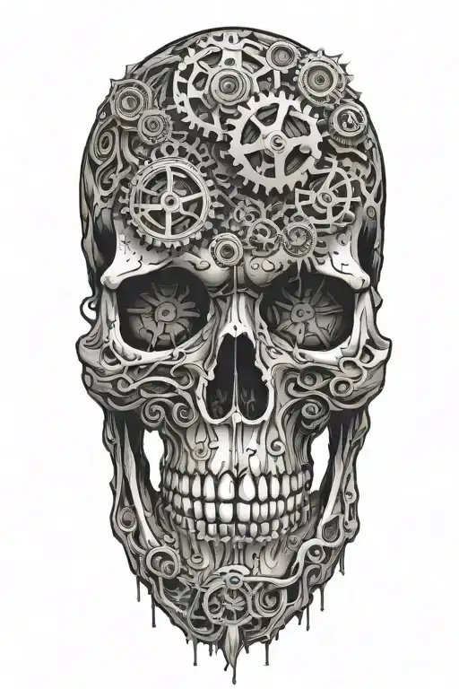 Overthinking Skull With Gears
