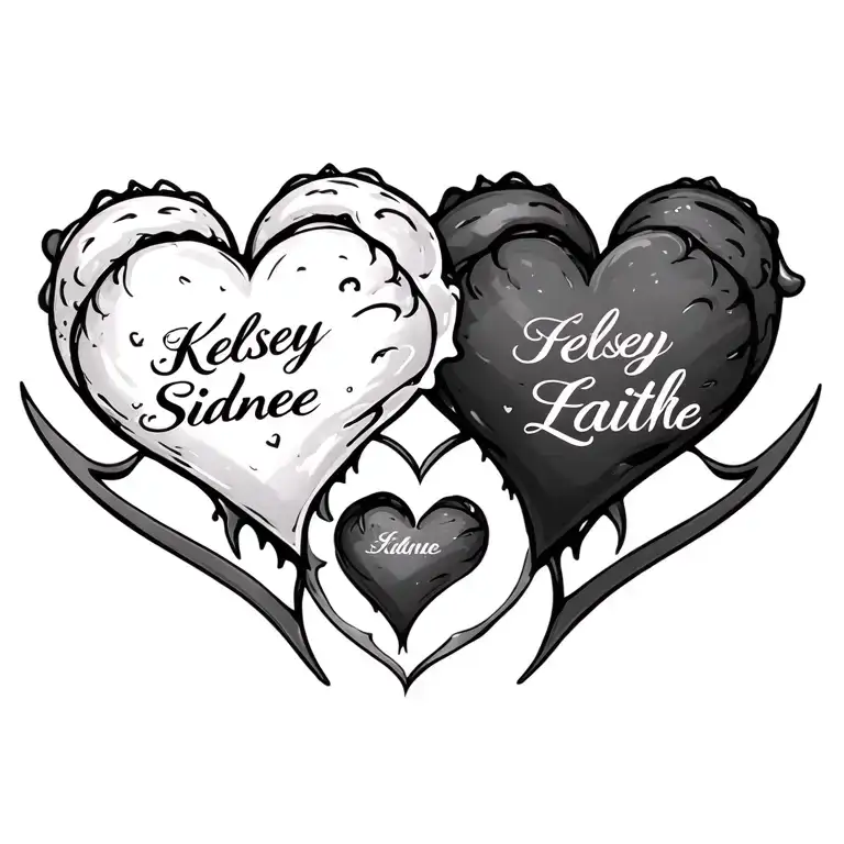 Food With 4 Hearts With The Names Kelsey Sidnee Faith Lucille In Each Heart