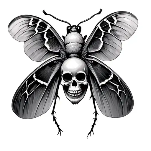 Horror Moth With Skull On Back