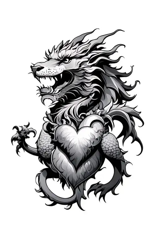 Heart On Sleeve Dragon & Lion