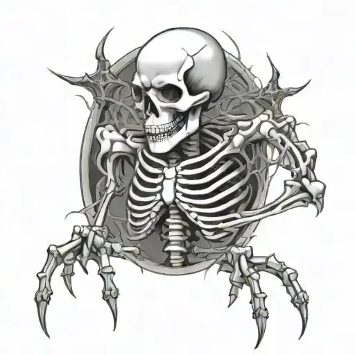 Skeleton And Spiders