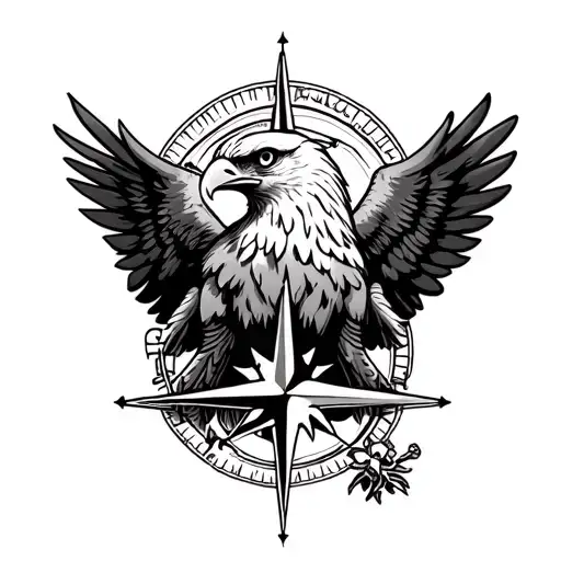 Eagle With The Symbol Of Administration And A Compass
