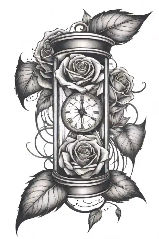 Rose With Hour Glass Shards Flying Everywhere