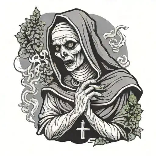 Evil Nun Smoking Weed Holding