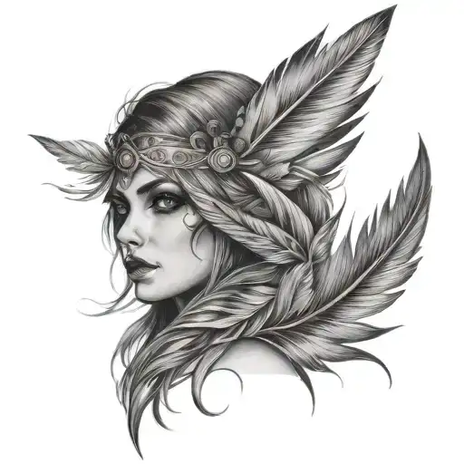 An Girl Who Had Feather With Beutiful Eyes