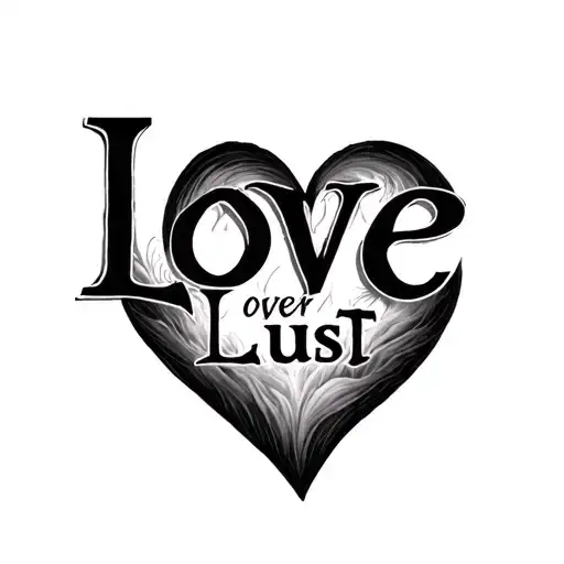 Love Over Lust Words In A Shap Of A Heart