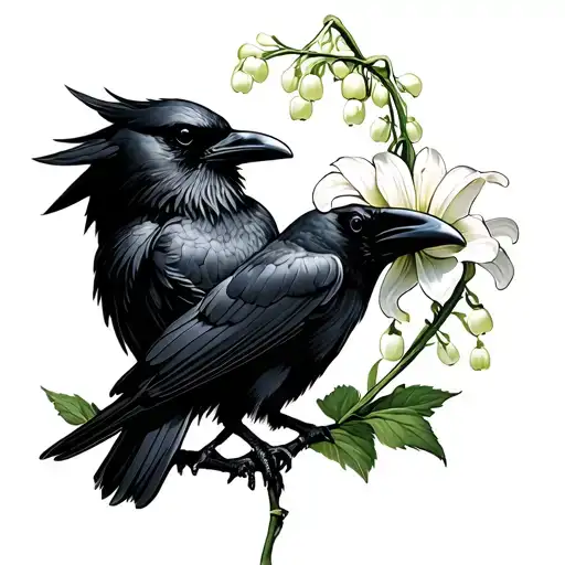 Raven Holding Lily Of The Valley