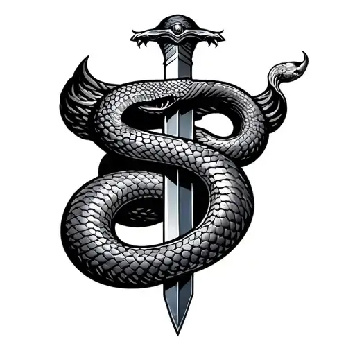 Snake Like Letter S On A Sword Like Letter T