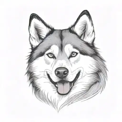 Fat Fluffy Sassy Short Husky Dog Less Detail