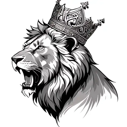 Roaring Lion Wearing Arab Islamic Crown