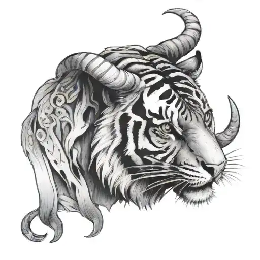 Tiger With Ram Horns