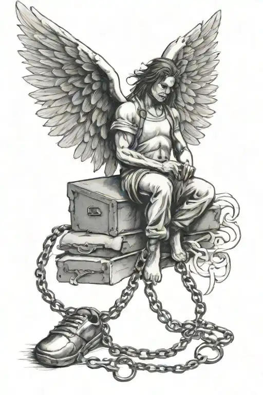 A Angel With Dog Tags Attached To Chain