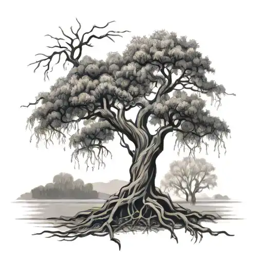 Griffunder Willow Tree With Roots Reaching Deep