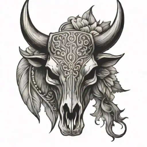 Bull Skull In Scandinavian Style Graphics