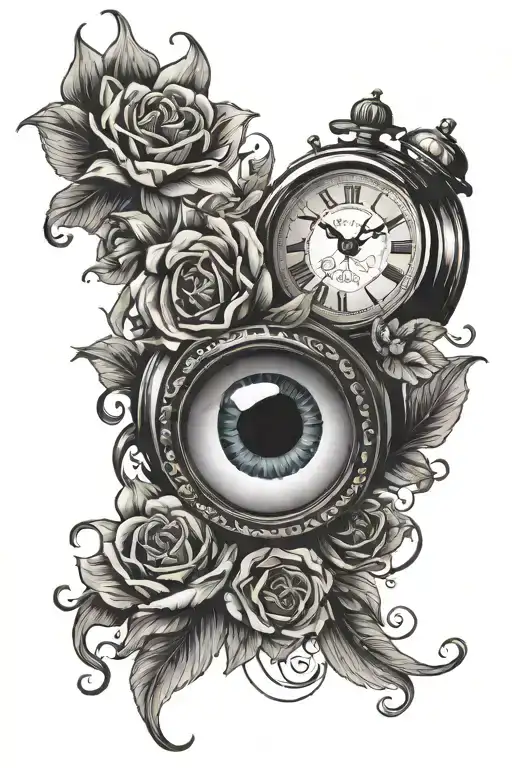 Burning Candle Eye Smoke Rising Clock Flower